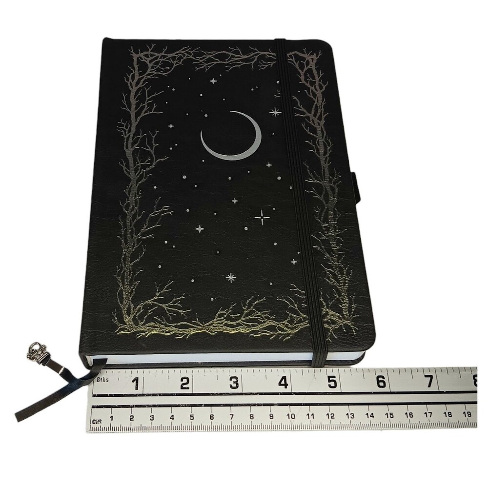 Archer & Olive Haunted Hollow Journal Black W/ Silver Moon & Stars Dot Grid New - Picture 10 of 15